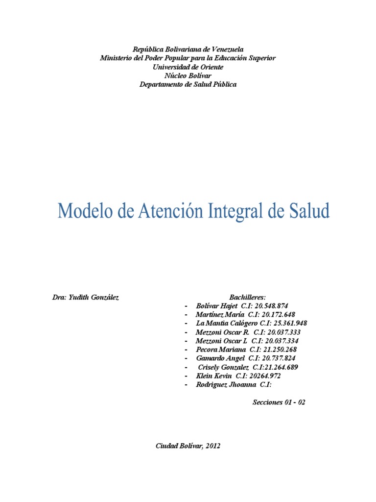 Modelo de Atención Integral en Salud venezolana | PDF | Hospital ...