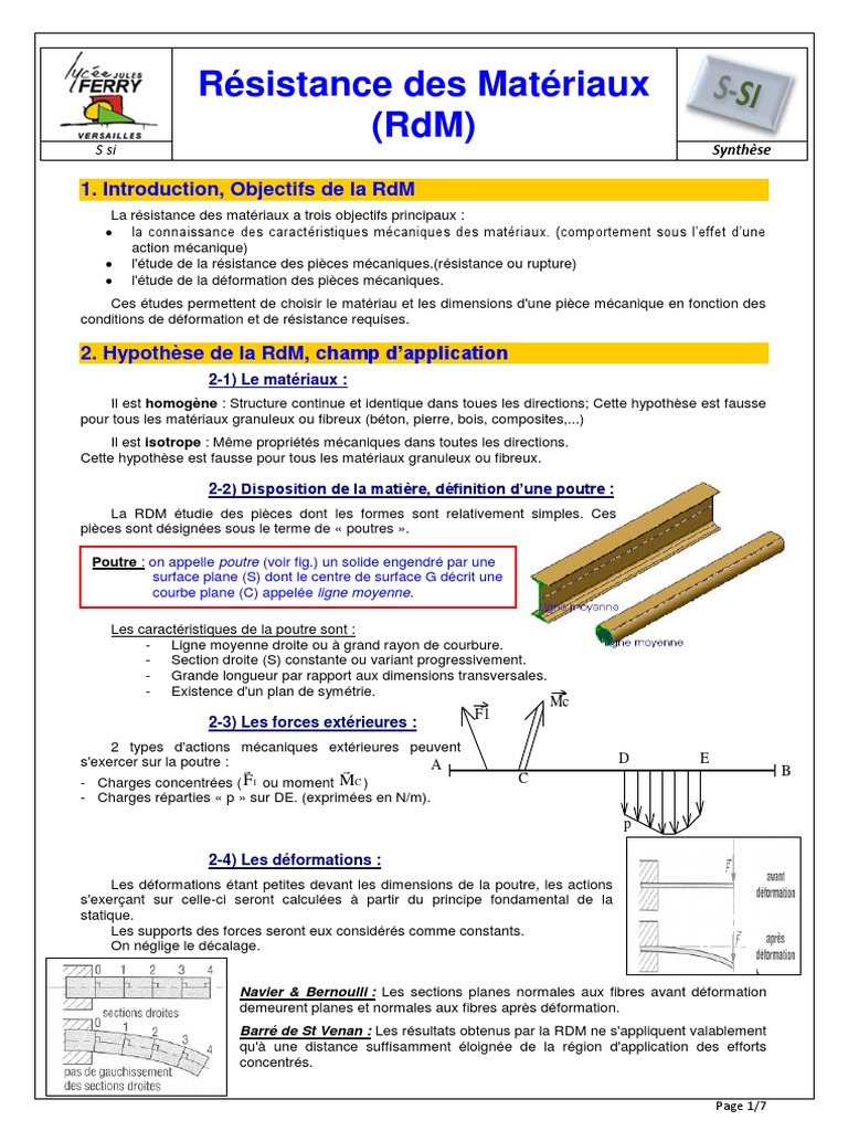 Résistance des Matériaux : Concepts Clés | PDF | Résistance des ...