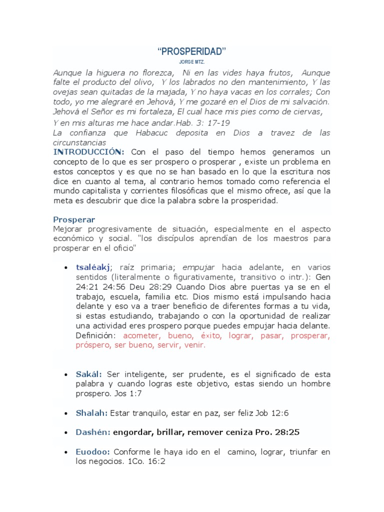 Concepto Bíblico de Prosperidad | PDF | Dios