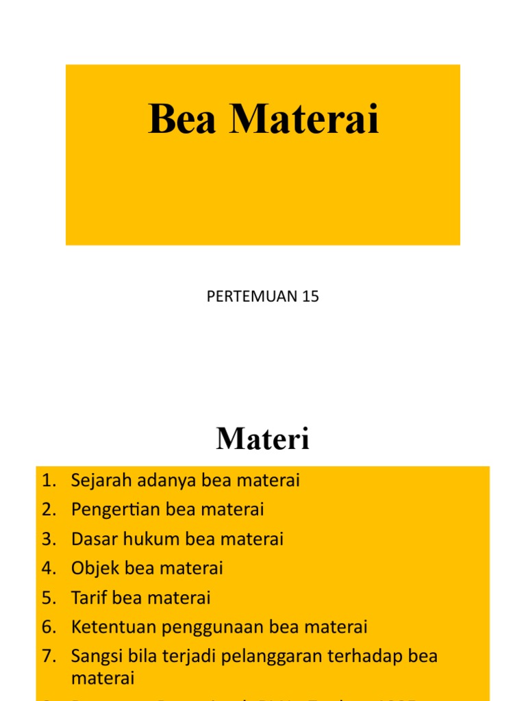 Panduan Lengkap Bea Materai 2023 | PDF