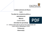 2.1 - Informe Sobre Cada Uno de Los Cinco Componentes Del Control Interno (Metodología COSO) .