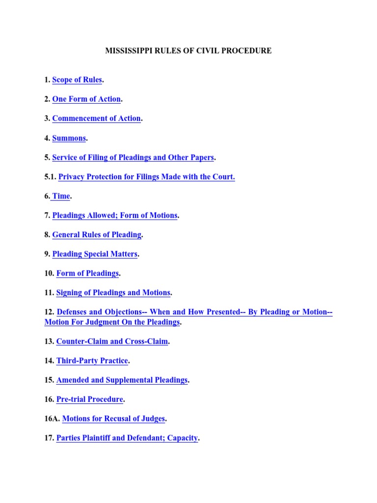 Rules of Civil Procedure | PDF | Service Of Process | Pleading