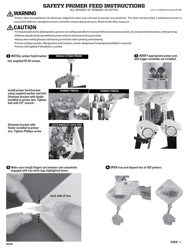 Lee Safety Primer Feed Instructions 90997 PDF Manufactured Goods