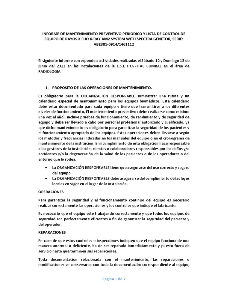 Informe RAYOS X FIJO | PDF | Resistor | Diodo emisor de luz