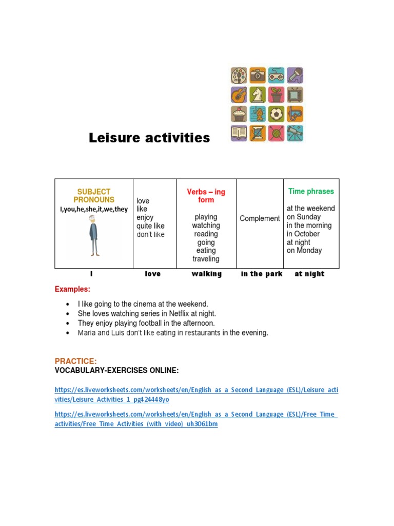 Leisure activities PDF