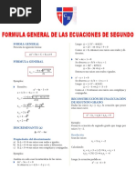 Formula General de Las Ecuaciones de Segundo Grado