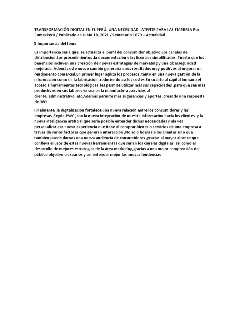 Transformación Digital en El Perú | PDF