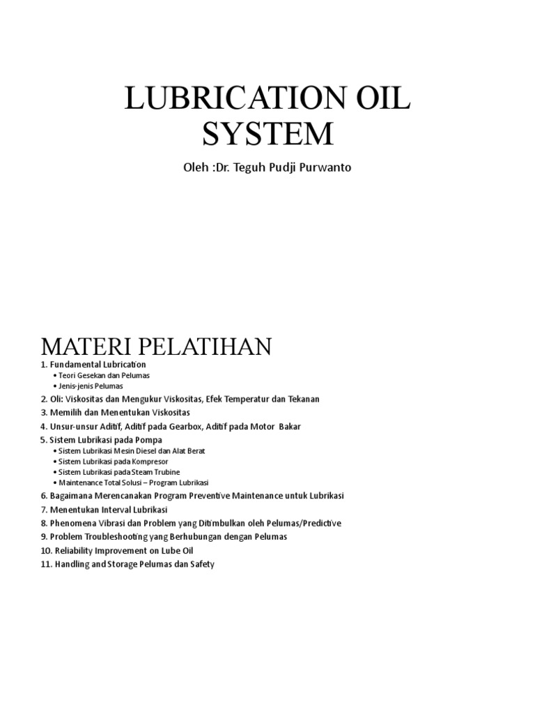 Lubrication Oil System Pdf