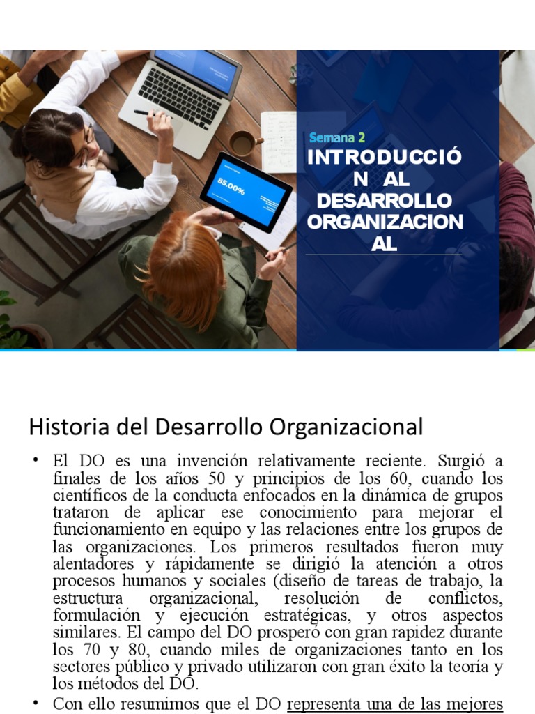 Historia Del Desarrollo Organizacional Diapositivas | PDF | Liderazgo