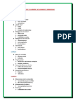 CURSO DE TALLER DE DESARROLLO PERSONAL Desarrollo Del Tem A