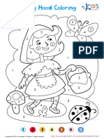 Preschool Little Red Riding Hood Coloring by Numbers
