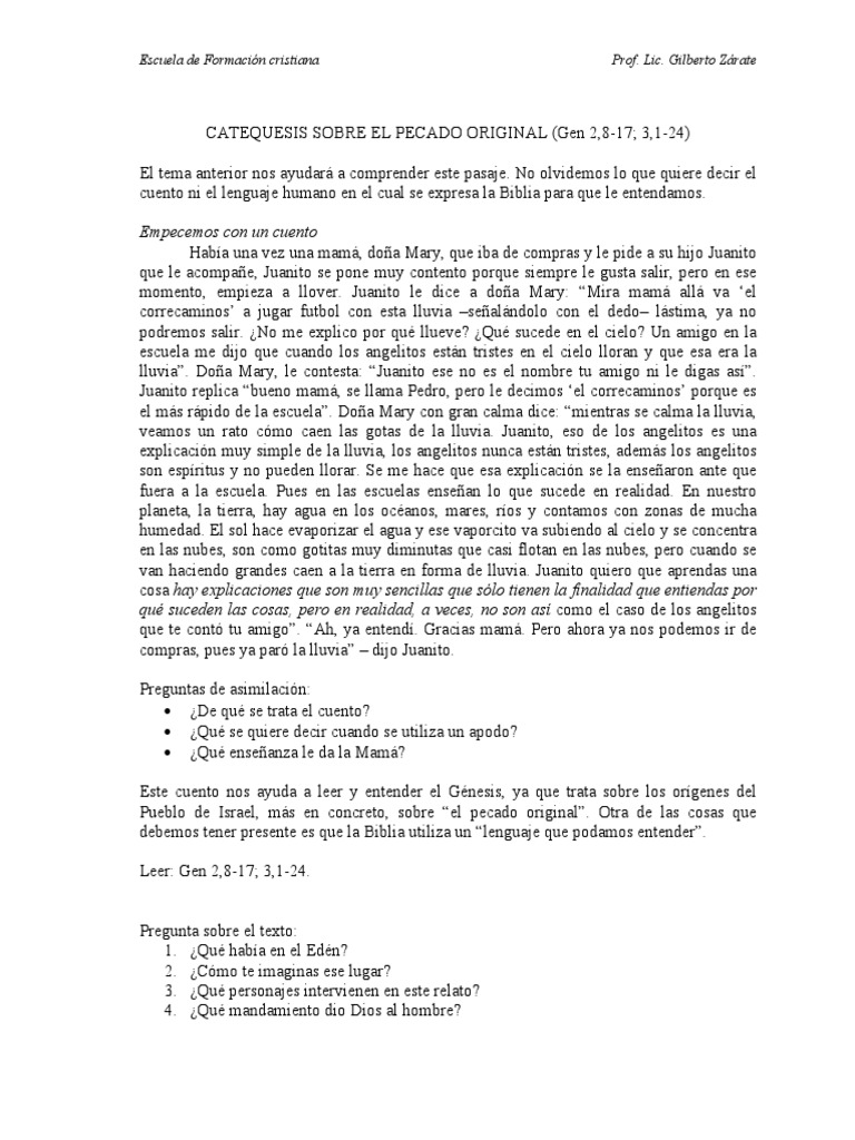 Catequesis Sobre El Pecado Original | PDF | Pecado | Creencia religiosa ...