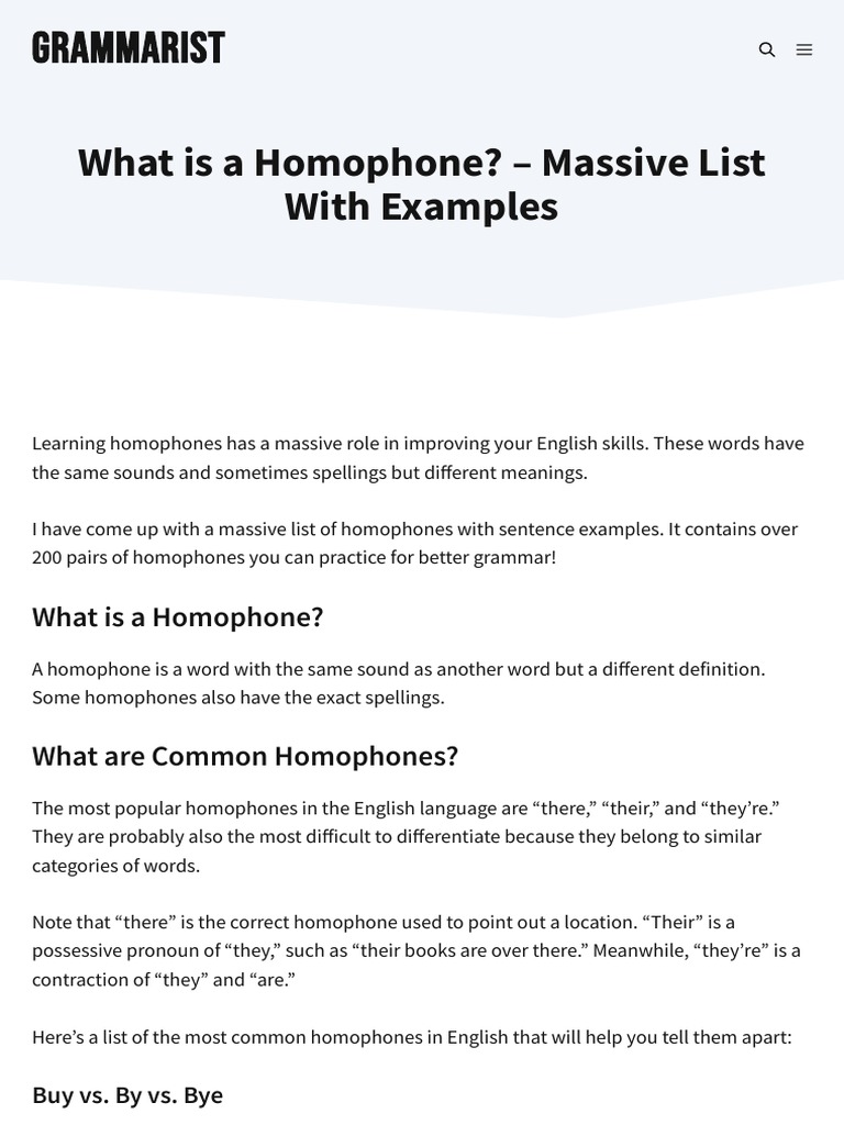 What Is A Homophone Massive List With Examples PDF English