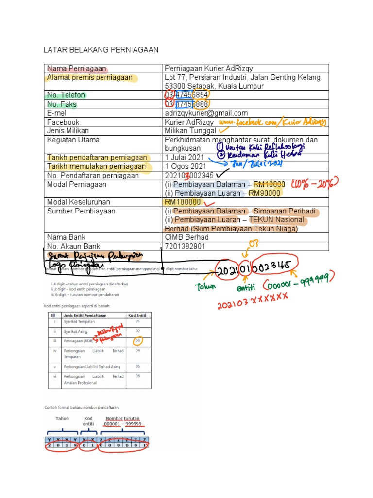 Contoh Latar Belakang Perniagaan Dan Latar Belakang Pemilik PDF