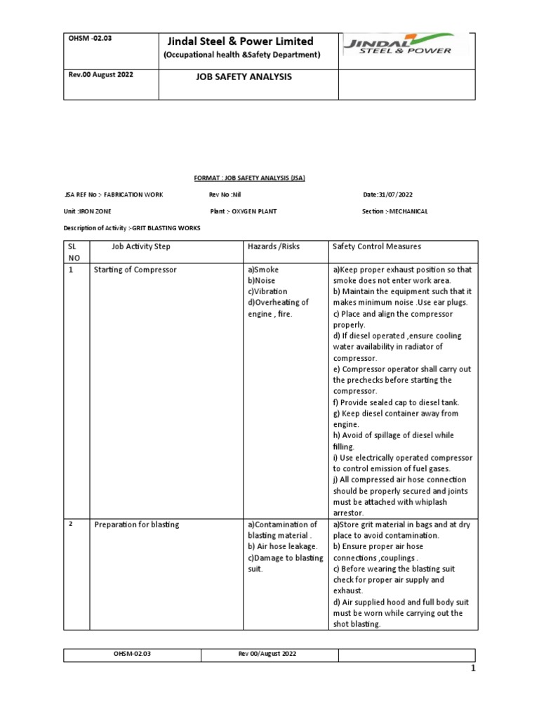 Jsa GRIT BLASTING PDF Internal Combustion Engine Diesel Engine