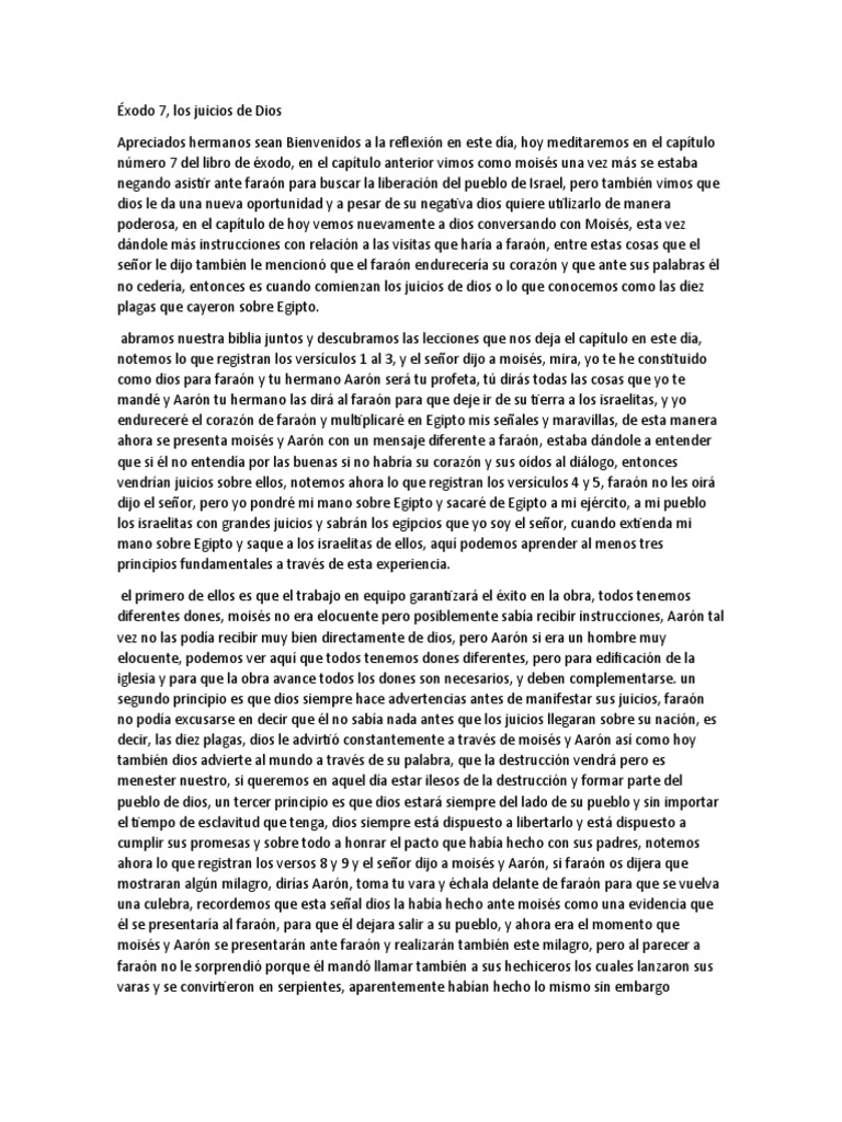 Éxodo 7, Cuando Llegan Los Juicios de Dios | PDF | Moisés | Libro del éxodo