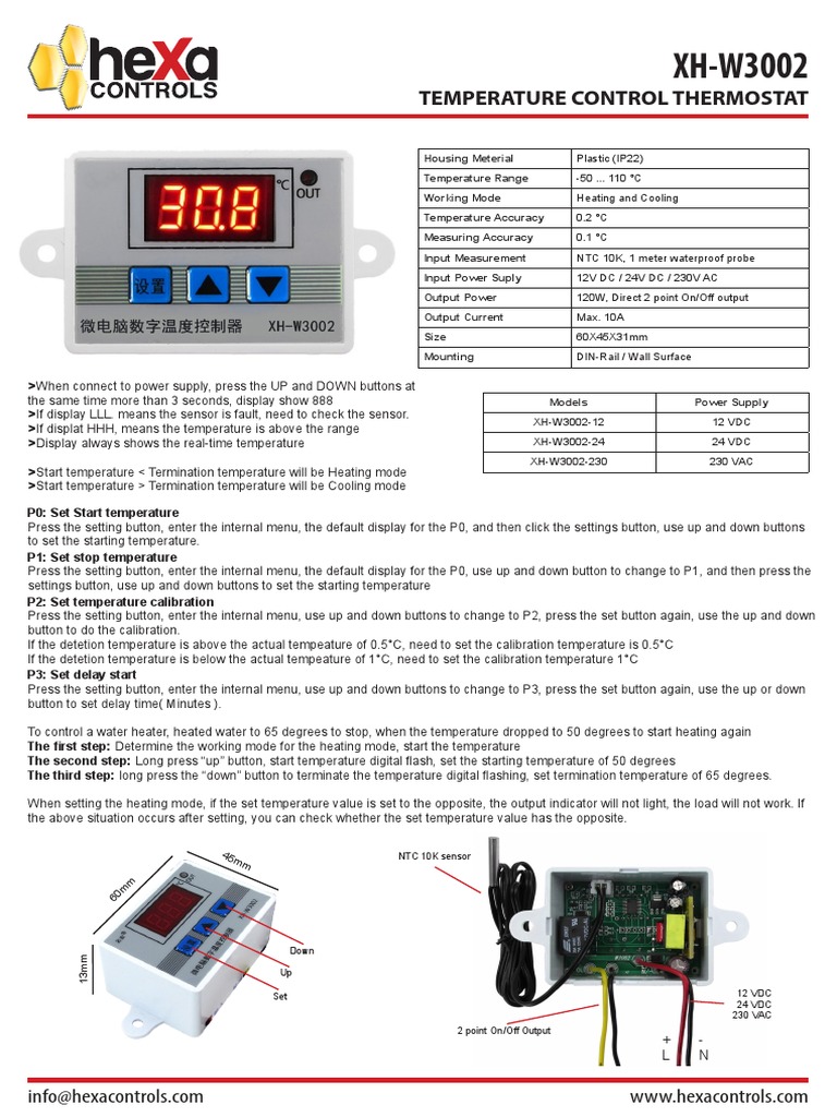 Temperature Control Thermostat PDF Power Supply Temperature
