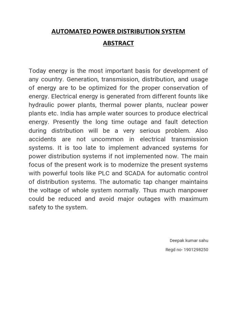 Automated Power Distribution System | PDF