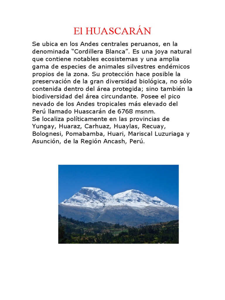 El HUASCARÁN | PDF | Protección del medio ambiente | Entorno natural