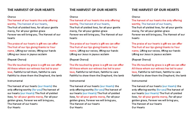 The Harvest of Our Hearts PDF