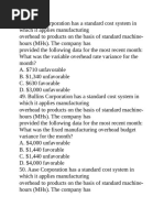 Kronstedt Corporation Has A Standard Cost System in Which It Applies Manufacturing