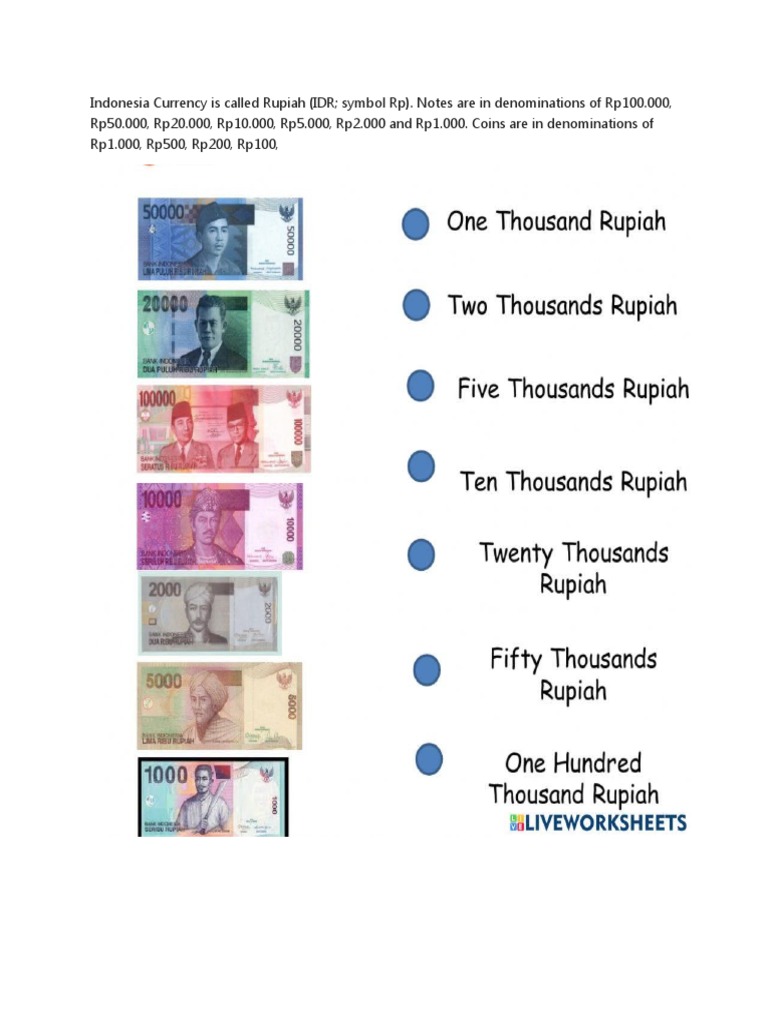 Indonesia Currency Is Called Rupiah | PDF | Travel