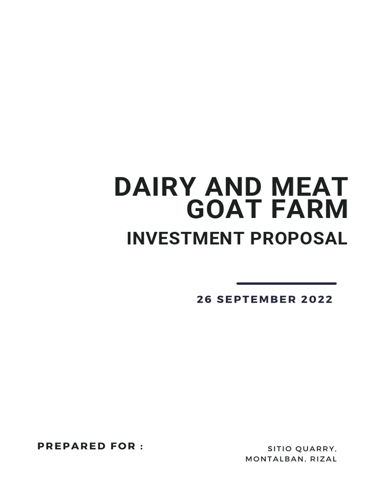 Dairy and Meat Goat Farm Proposal PDF Goat Net Present Value