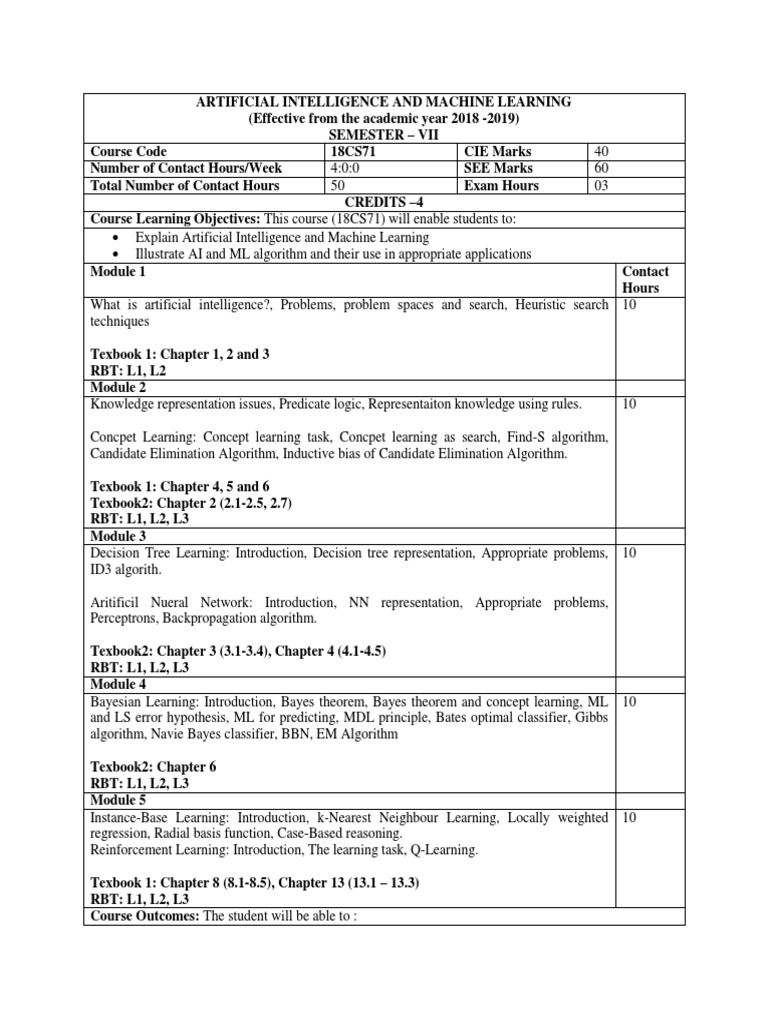 Syllabus | PDF | Machine Learning | Artificial Intelligence