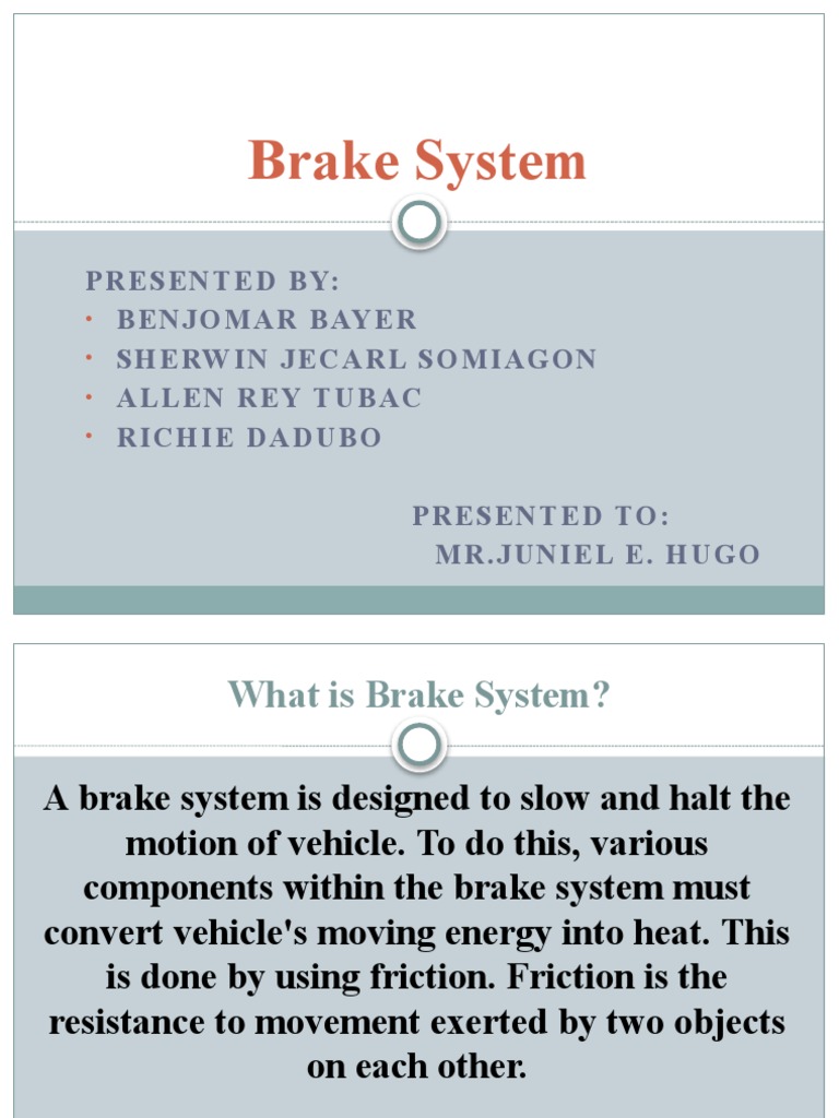 Brake System PDF Brake Vehicle Technology