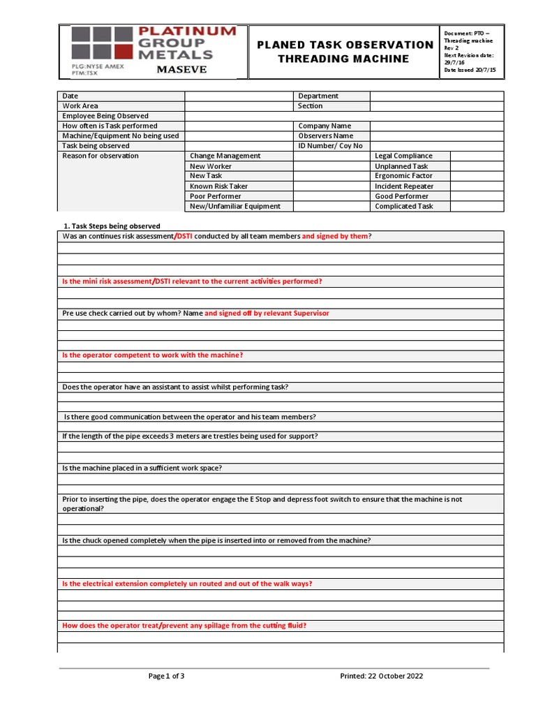 Pto Threading Machine Rev 2 PDF Workplace Business