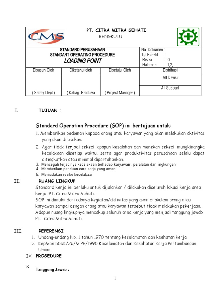 SOP Loading Point PT Citra Mitra Sehati | PDF | Teknologi & Rekayasa