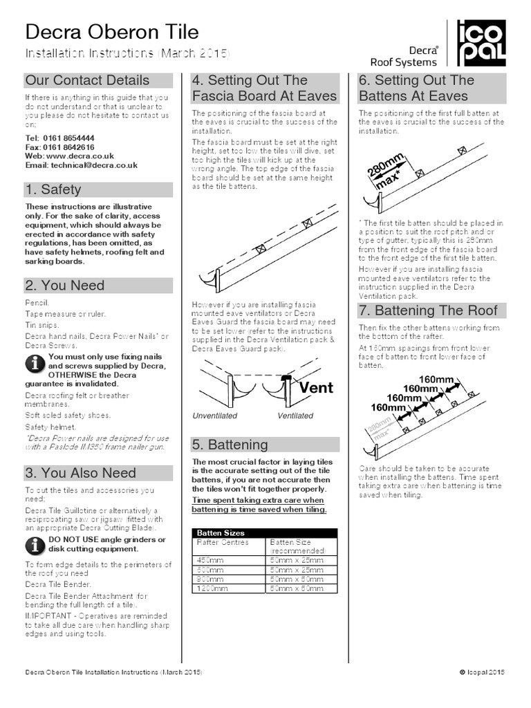 Decra Oberon Tile Installation Guide PDF