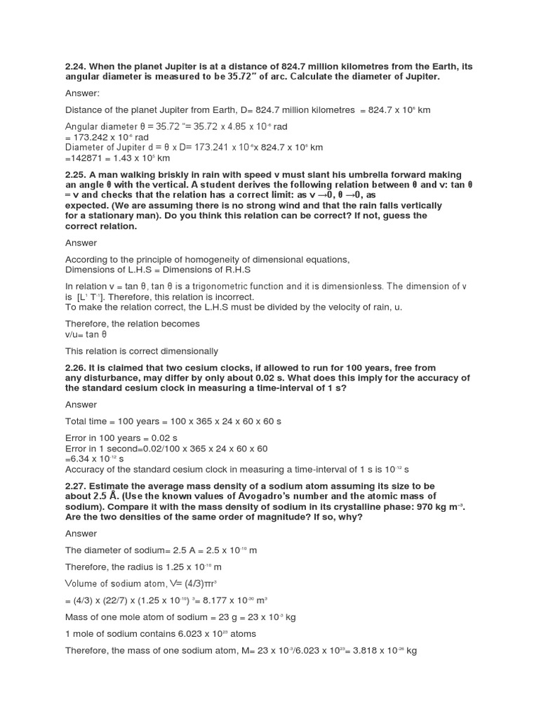 Calculating the diameter of jupiter from its angular diameter and