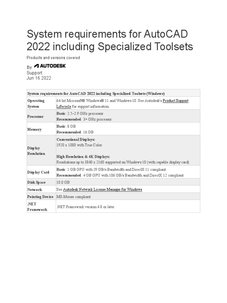 Spec For Autodesk | PDF