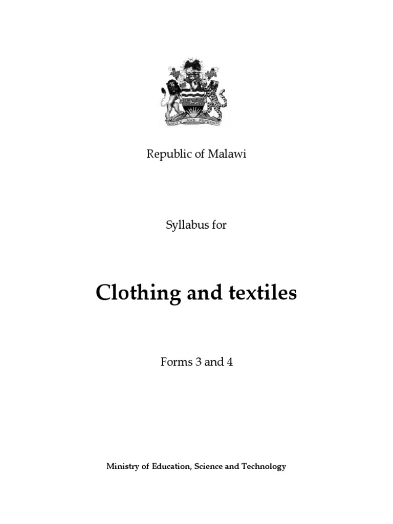 Clothing Syllabus Forms 34 PDF Textiles Sewing