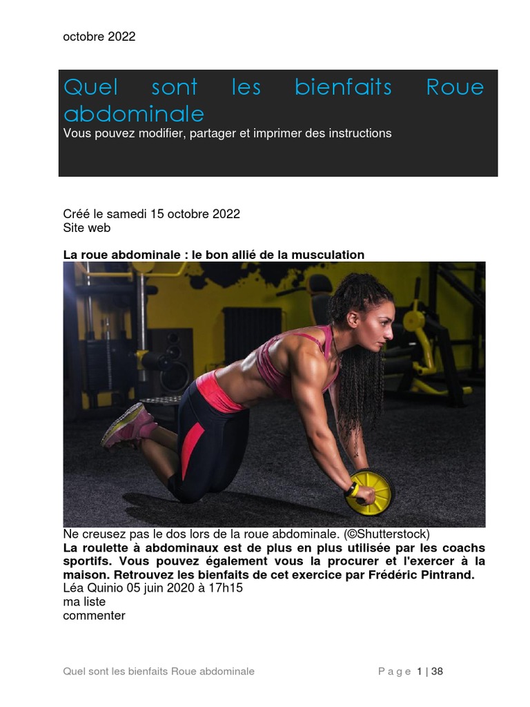 Quel Sont Les Bienfaits Roue Abdominale, PDF, Musculation