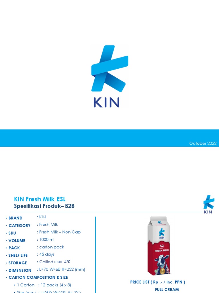 KIN Product Catalog B2B (Oct 2022) | PDF | Milk | Cream