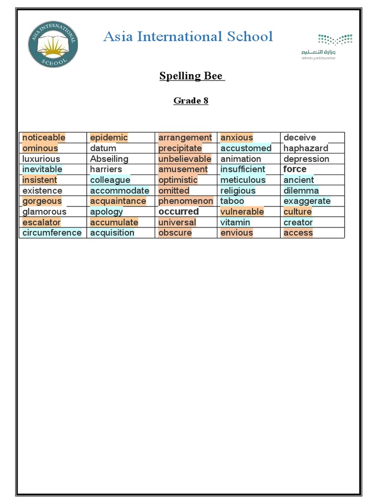 Spelling Bee . | PDF