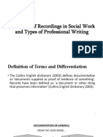 Def. of Recordings in SW and Types of Professional Writing