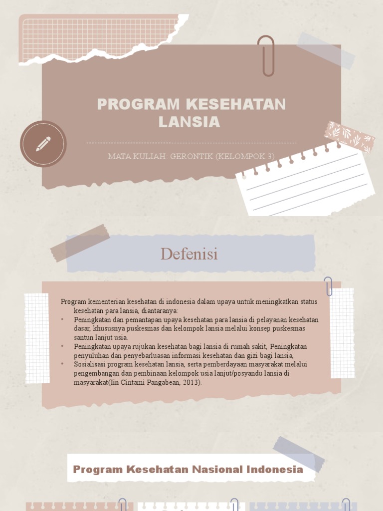 Program Kesehatan Lansia di Indonesia | PDF | Kesehatan Holistik | Gaya ...