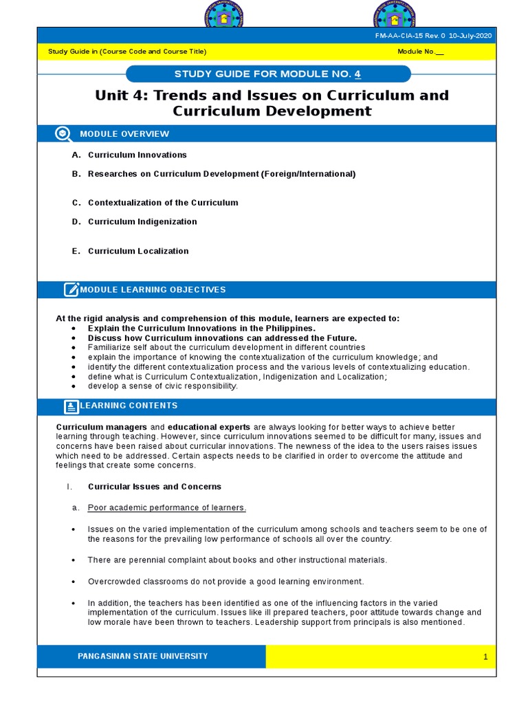 Module 4 Trends And Isues On Curriculum And Curriculum Development