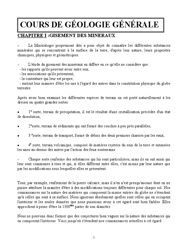 Gisement des Minéraux en Géologie | PDF | Géologie | Granit