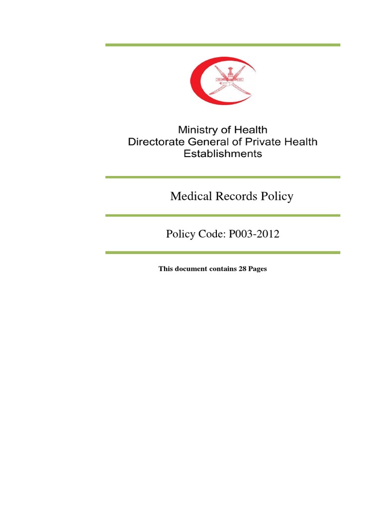 Medical Records Policy | PDF | Medical Record | Medical Prescription