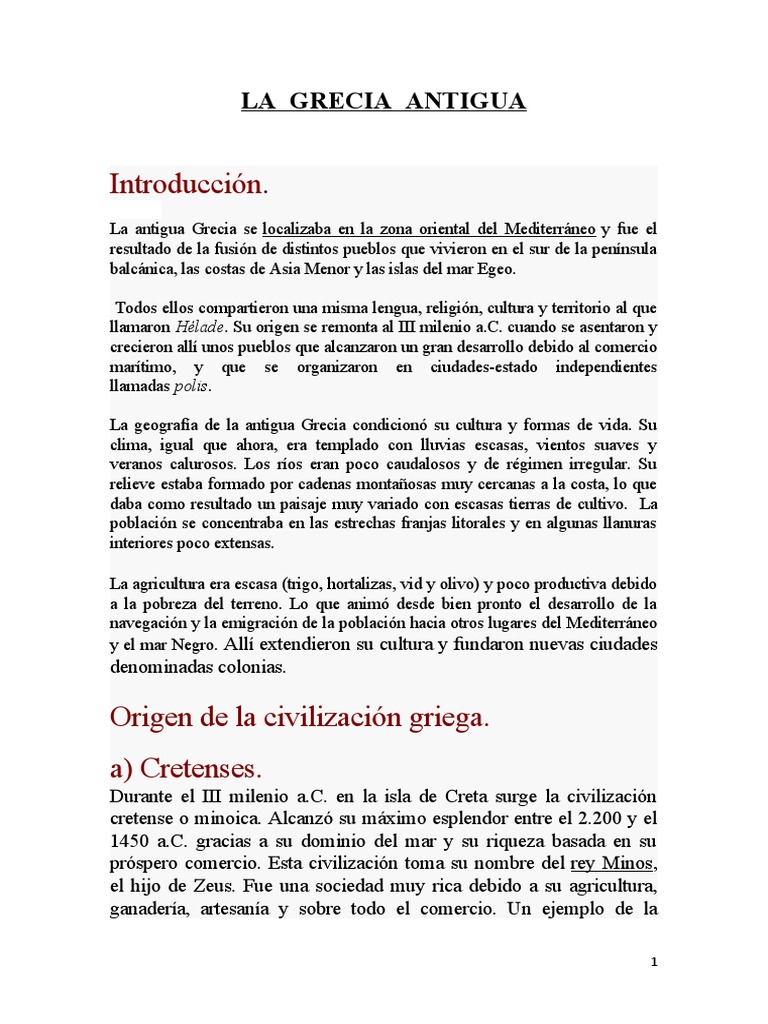 Origen y Esplendor de la Antigua Grecia | PDF | Antigua Grecia ...