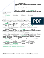 Unit 8 test 1 vocabulary pronunciation grammar