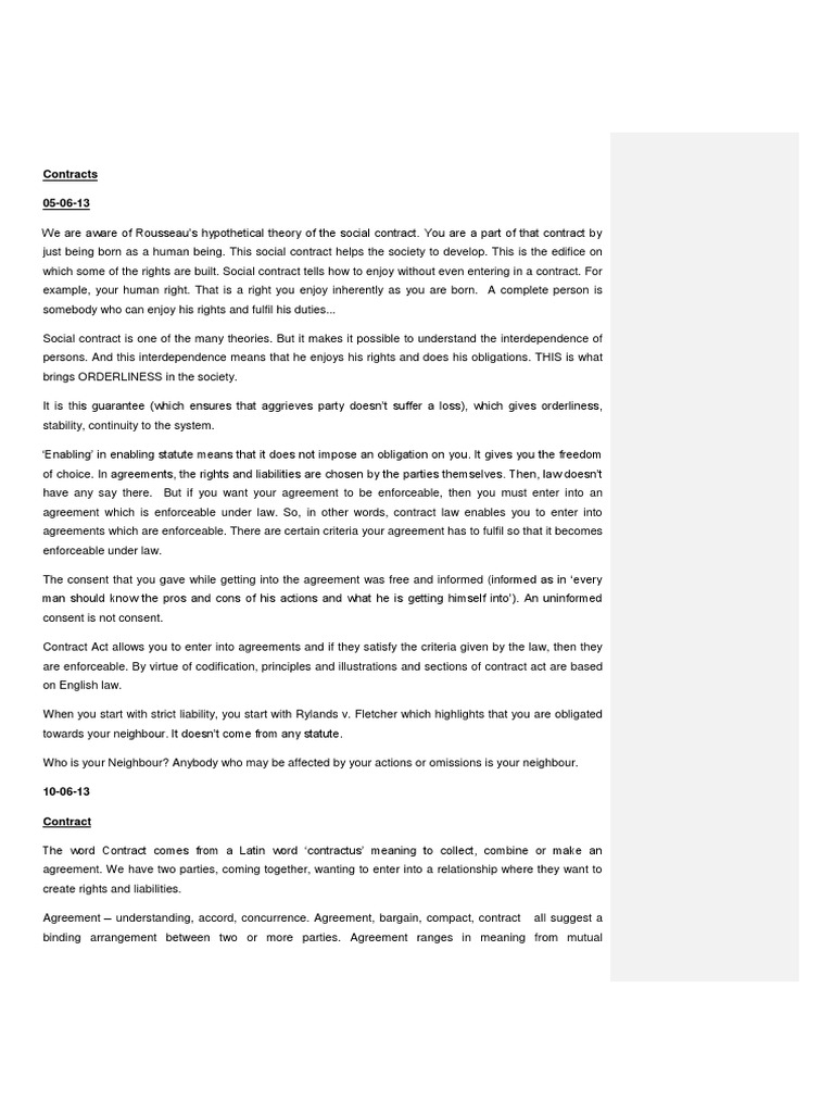 Law Of Contracts I Part 1 B K S Lecture Notes Pdf Offer And