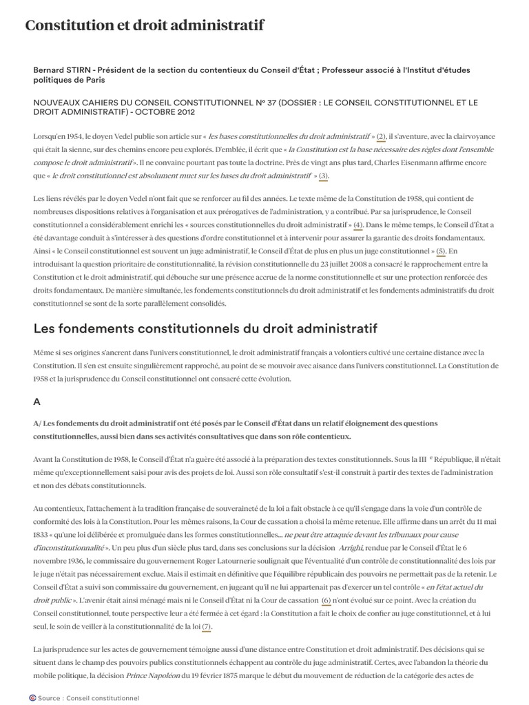 Liens entre Constitution et droit administratif | PDF | Loi | Loi ...