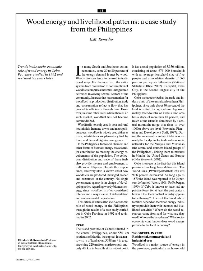 Wood Energy and Livelihood Patterns PDF Biomass Renewable Energy