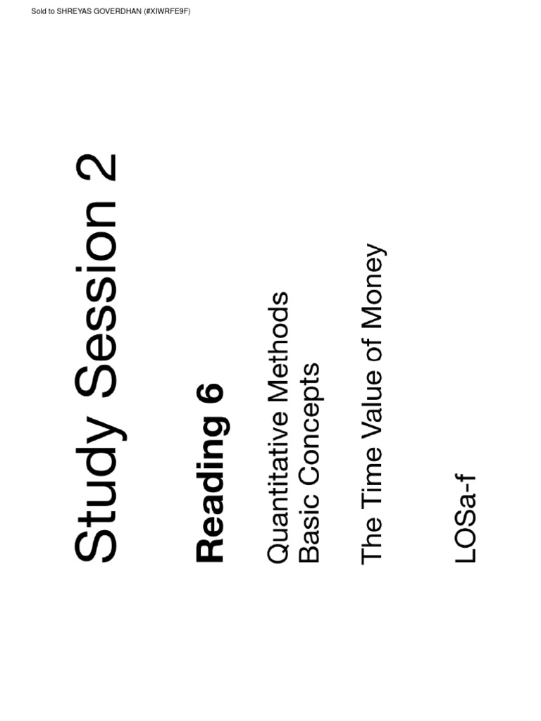 CFA Level 1 Quantitative Analysis 2017 Video Notes PDF