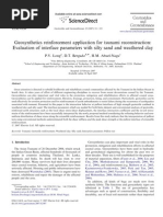 Geosynthetics Reinforcement Application For Tsunami Reconstruction Evaluation of Interface Parameters With Silty Sand and Weathered Clay 2007 Geotextiles and Geomembranes